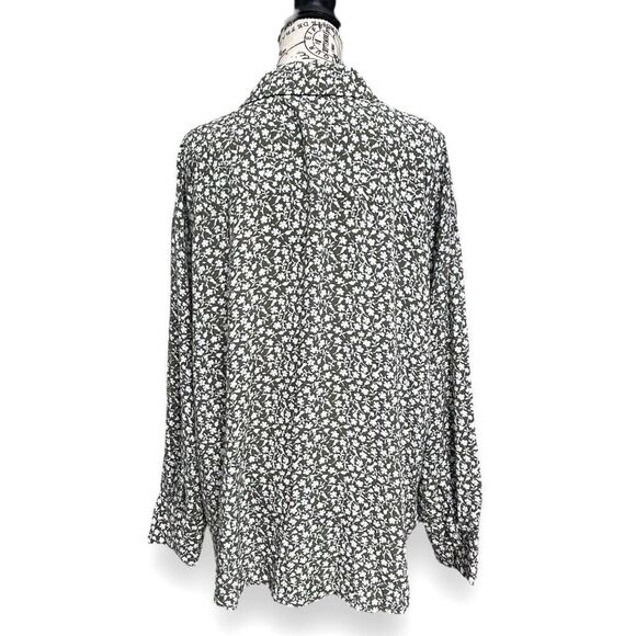 MNG by Mango Green Floral Button Down Top Long Sleeve Cottagecore Academia Sz 8 - Picture 6 of 8